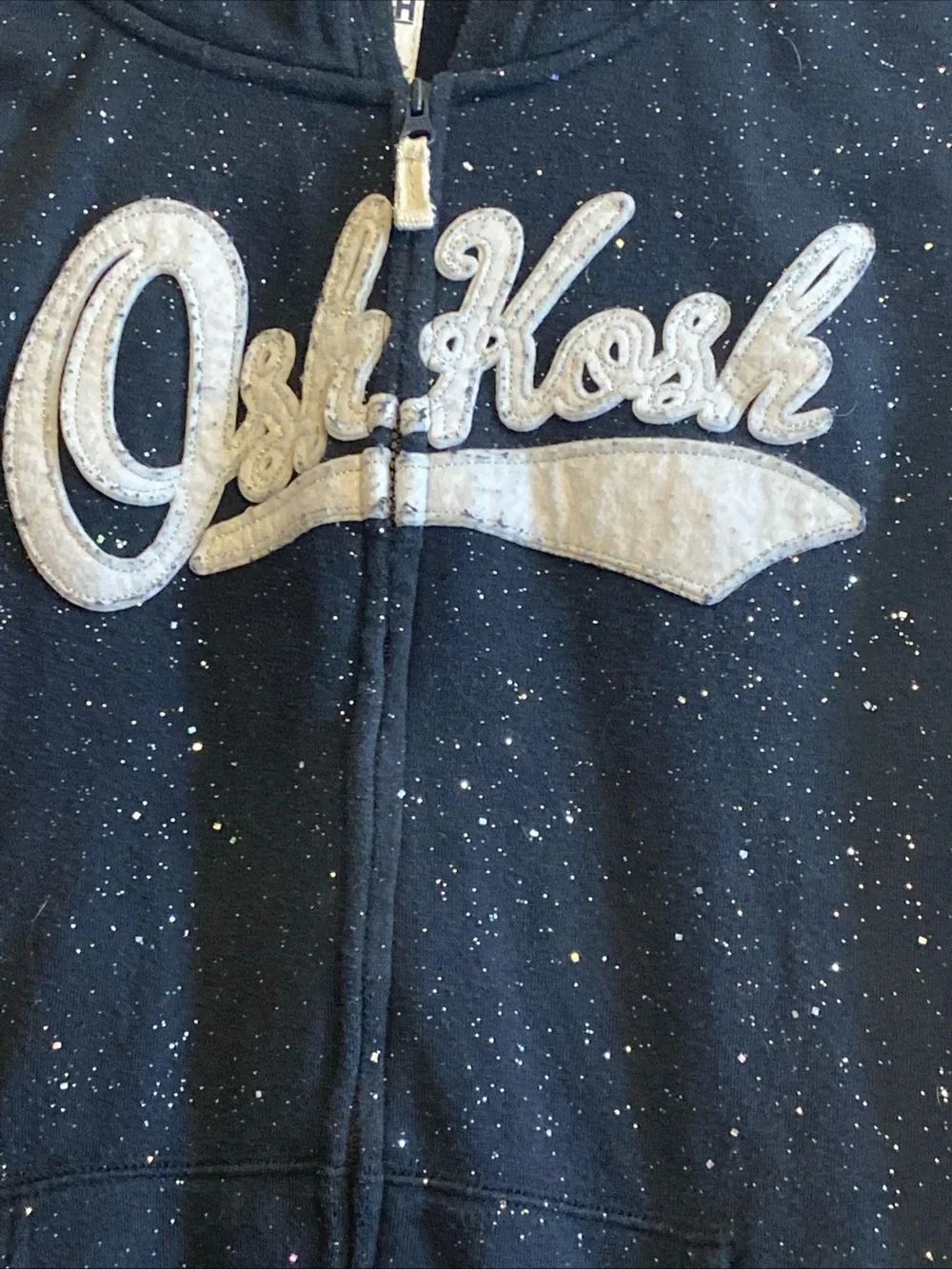 OSH KOSH BGOSH Girls Sz 14 Sweatshirt Black Hoodie‎ Glitter All Over Full Zip